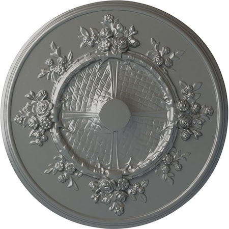 Flower Ceiling Medallion (Fits Canopies Up To 3 7/8), Hand-Painted Silver, 27OD X 1 1/8P